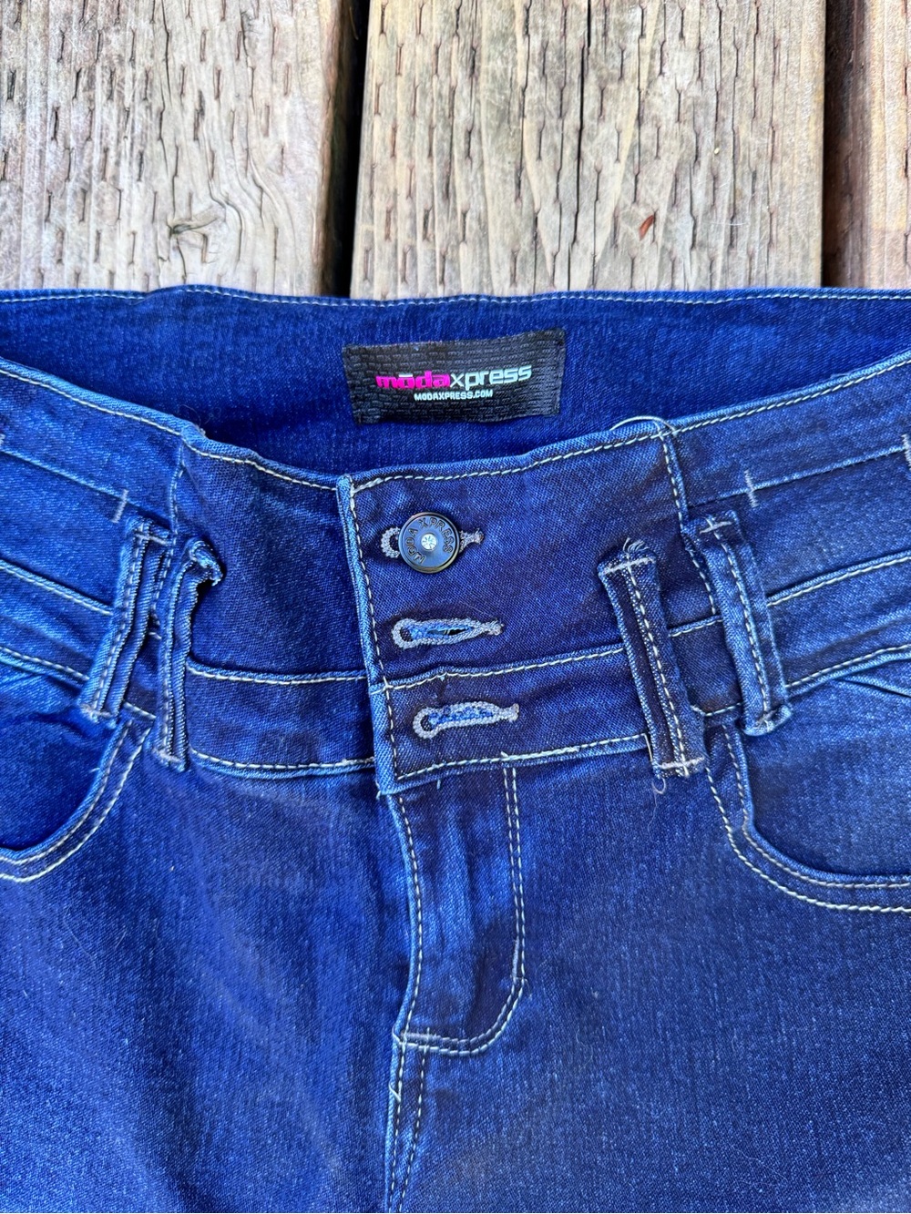 Flared Women's Jeans in Dark Blue - Picture 3 of 6